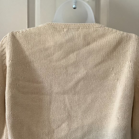Willi smith Cardigan Women's Size Small 100% cotton V neck Cream Knit Button up - Picture 7 of 11